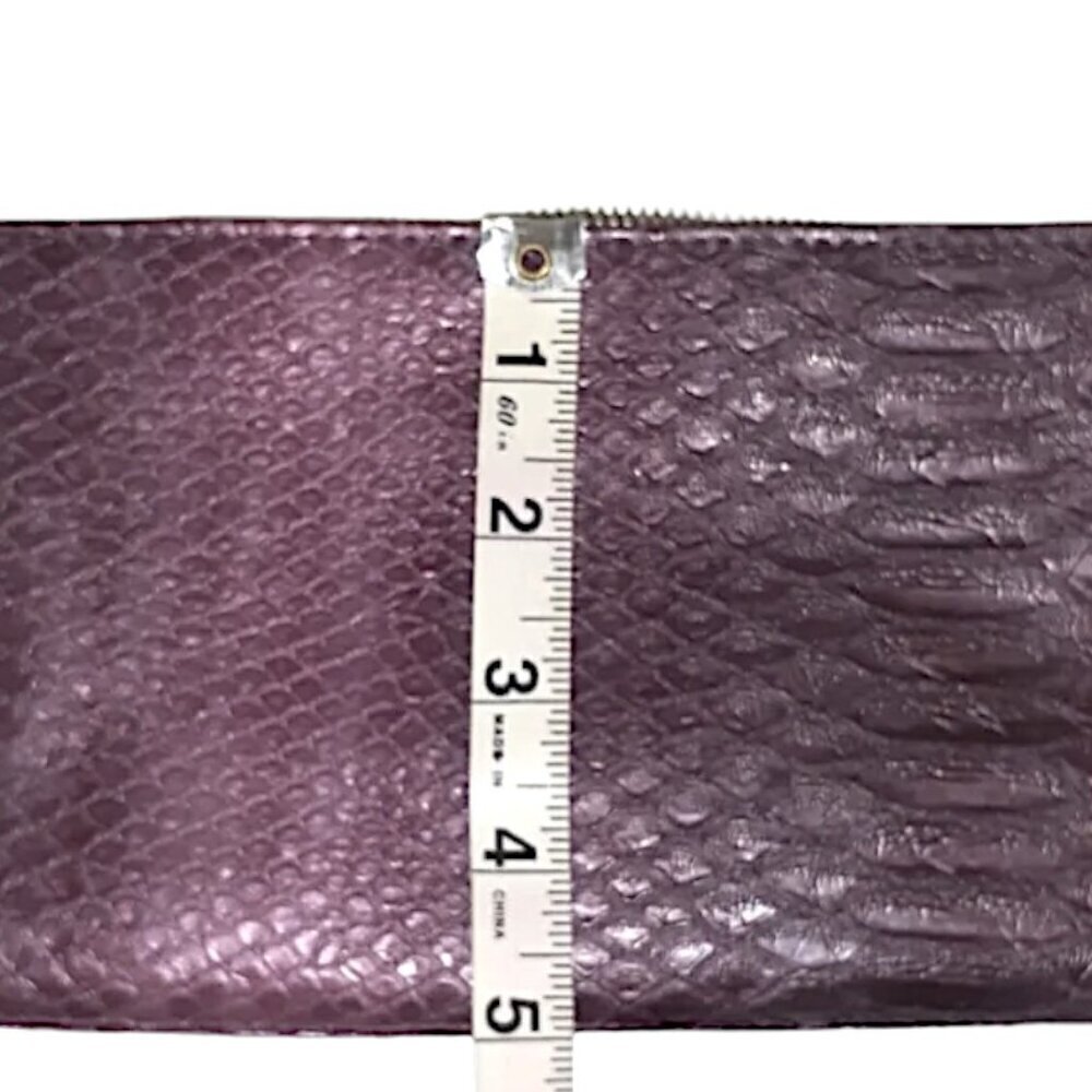 Steve Madden Purple Reptile Embossed Wristlet Clutch with Rhinestone Wrist Cuff - Picture 10 of 10